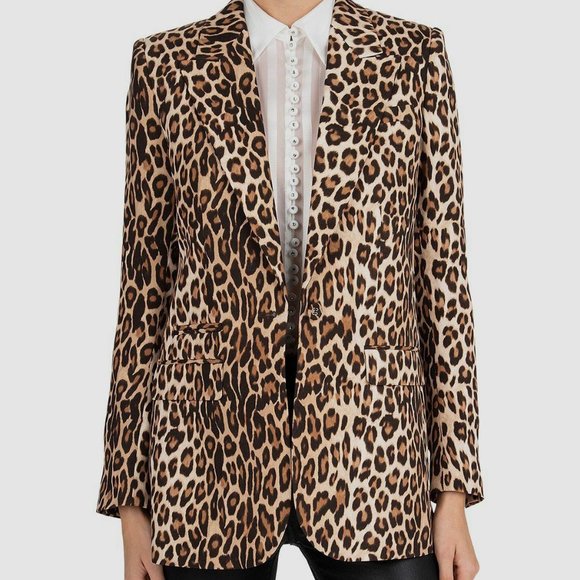 NWT - The Kooples Leopard Print Suit Jacket Blazer - Picture 1 of 6